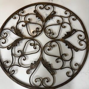 Decorative Bronze Scroll Metal Wall Art - Elegant Round Accent lot 2